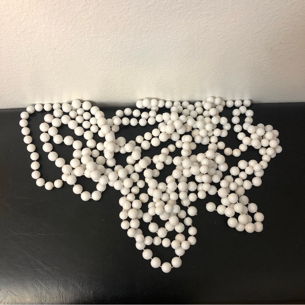 Vintage Commodore White Bead Garland 9' Deluxe Decoration 1980s set of 2